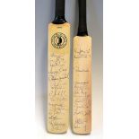 2x official England and South Africa miniature signed cricket bats c1994 - both signed in ink to