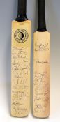 2x official England and South Africa miniature signed cricket bats c1994 - both signed in ink to