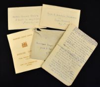 3x interesting 1950s Herbert Sutcliffe cricket talk notes - to include a talk to Yorkshire