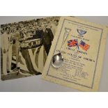Rare 1935 Davies Cup Tennis Final silver spoon and ephemera  - silver hallmarked Birmingham 1935 -