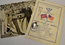 Rare 1935 Davies Cup Tennis Final silver spoon and ephemera  - silver hallmarked Birmingham 1935 -