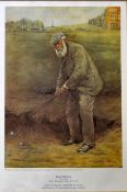 Patrick, James (after) "TOM MORRIS 1821-1908 OPEN CHAMPION 1861-62-64-67" colour print from the