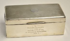 1924/25 Herbert Sutcliffe - England & Yorkshire Cricketer - engraved presentation silver cigarette