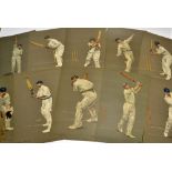 10x Chevallier Taylor original cricket lithographs c1905 to incl WG Grace, Lord Hawke, George W