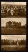 3x HRH Prince of Wales Golfing at St Andrews. Dundee Advertiser Real Photograph cards to incl titled