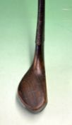 Scarce T Yeoman late longnose deep face driving putter c1890 - dark stained beech wood head c/w very
