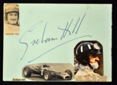 Graham Hill Grand Prix autograph - large signature signed in ink pen, ex album page - British F1