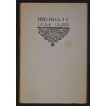 Browning, Robert K - "Highgate Golf Club" golf club handbook issued in 1928 in the original