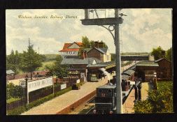 Rare and early Mitcham Junction Railway Station, showing Prince's Golf Club. Clubhouse in background