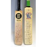 2x official England and Australia  miniature signed cricket bats c1990s - both signed in ink to incl