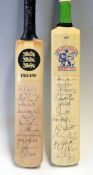 2x official England and Australia  miniature signed cricket bats c1990s - both signed in ink to incl