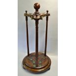 Edwardian Mahogany and Bone mounted revolving Billiard/Snooker Cue and Rest Stand - early 20th