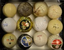 Interesting collection of 12x various golf balls to incl a machine line gutty golf ball (used),