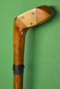 Fine Sunday golf socket head walking stick fitted with a light stained driver handle - complete with