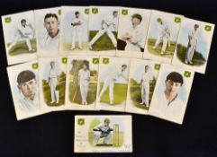 Scarce collection of 1929 South African International Cricketers coloured postcards (14) - to incl