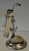 An early silver golfing pincushion ring holder c1910 - hallmarked Birmingham 1909/10 mounted with