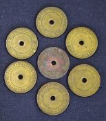 Billiard Tokens - 7x brass billiard tokens embossed and inscribed to the border "Ilkeston Reliable