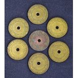 Billiard Tokens - 7x brass billiard tokens embossed and inscribed to the border "Ilkeston Reliable