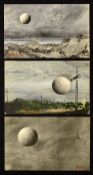 3x rare bramble golf ball postcards - issued by D&F Livingstone, Tayport, Fife and titled "