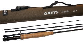 ROD: Greys of Alnwick Streamflex 8'6" 4 piece carbon trout fly rod, line rate 4, slim blank, black