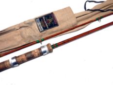 ROD: Fine fosters of Ashbourne The Ideal 7' 2 piece hand built split cane spinning rod, green