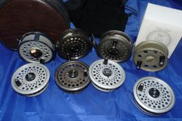 REELS: (4) & SPOOLS: (4) Garcia Mitchell 756 alloy trout fly reel, quick release spool, 2 x Intrepid
