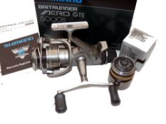 REEL: Shimano Aero Bait runner 5000 B rear drag free spool reel, silver finish, twin handles, as