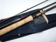 ROD: Hardy Favourite Graphite Salmon Fly Rod, 14' 3 pce, grey black whipped purple, line#10, 25"