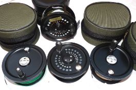 REEL & SPOOLS: (4) System Two 12/13 wide drum high tech salmon fly reel, fine condition, counter
