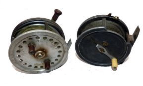 REELS: (2)  Hardy Silex Superba alloy drum casting reel, 4" diameter, black handles on trigger knob,