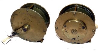 REEL: Eaton & Deller by Farlow's, Maker 6&7 Crooked Lane London folding handle brass winch, 3.5"