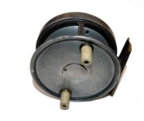 REEL: Rare Farlow of London Patent brake reel, 4" diameter, twin crazed white handles, front bearing
