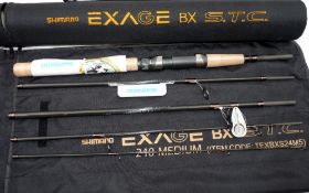 ROD: Shimano Exage BX STC 2.40m medium action graphite spinning rod, 5 section, new shop stock,