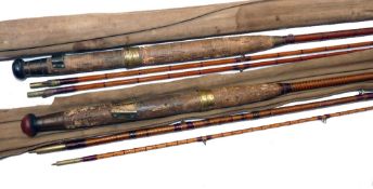RODS: (2) Fosters of Ashbourne 9' 3 piece diamond whipped cane trout fly rod, burgundy whipped low