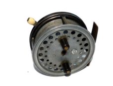 REEL: Hardy Super Silex alloy drum casting reel, 4" diameter, twin black handles, button spool