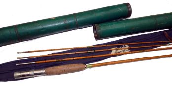ROD: Horrocks & Ibbotson New York 6.5' 3 piece split cane travel dry trout fly rod, correct spare