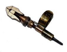 FLY VICE: Rarely seen Victorian Hardy retailed finger or bench brass fly tying vice, 3" overall