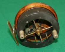 REEL: Scarce 4 spoke Coxon Aerial reel, 3.5" diameter with tension regulator, drum stamped "Patent",