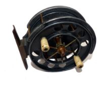 REEL: Fine Allcock Aerial model 7950/T9, 3.5" diameter Centrepin reel, c1924-35, twin ivorine