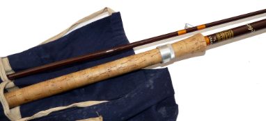 ROD: Hardy Swing Tip 9'6" 2 piece brown glass fibre rod, in fine condition, orange whipped high