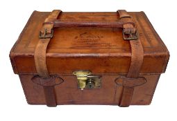 LEATHER TACKLE CASE: Fine C Farlow & Co., Ltd., London block leather tackle case, measuring 15"x10"