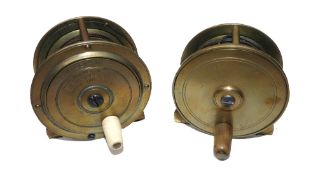 REELS: (2) F T Williams rare small size all brass Hercules trout fly reel, 2.5" diameter, raised