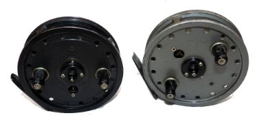 REELS: (2) Pair of JW Young Rapidex alloy trotting reels, a black bobble finish example in as new