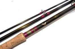 ROD: Bruce & Walker 15' 3 piece carbon salmon fly rod, burgundy whipped low bridge guides, line rate