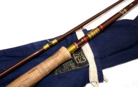 ROD: Hardy Richard Walker" Little Lake" 9' 2 piece fibalite fly rod, line rate 7, guides whipped