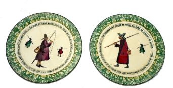 CERAMICS: (2) Pair of Royal Doulton Isaac Walton Ware 10 plates, two & three anglers by Noke,