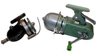 REELS: (2) Augermatic alloy spinning reel with Sci Fi looks, lever operated spool release (currently