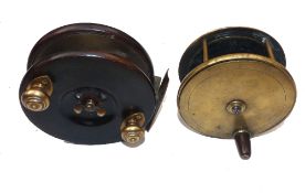 REELS: (2)Farlow all brass wide drum salmon plate wind reel, 4.5" diameter, Farlow Fish logo to