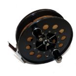 REEL: Fine Allcock Aerial model C815, 4.5" diameter Centrepin reel, black finish, 6 plated spokes