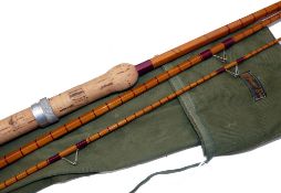 ROD: B James & Son London England Avocet 11'6" 3 piece split cane Avon rod, fine condition, red